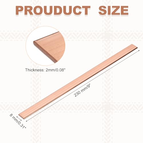QUARKZMAN Kupfer Flachstange 0.08 x 5/16 x 9 C110 Massiv Kupfer Busbar Vorrat Platte Massiv Metall Bleche Für DIY Basteln Reparaturen Elektrik (2mm x 8mm x 230mm)