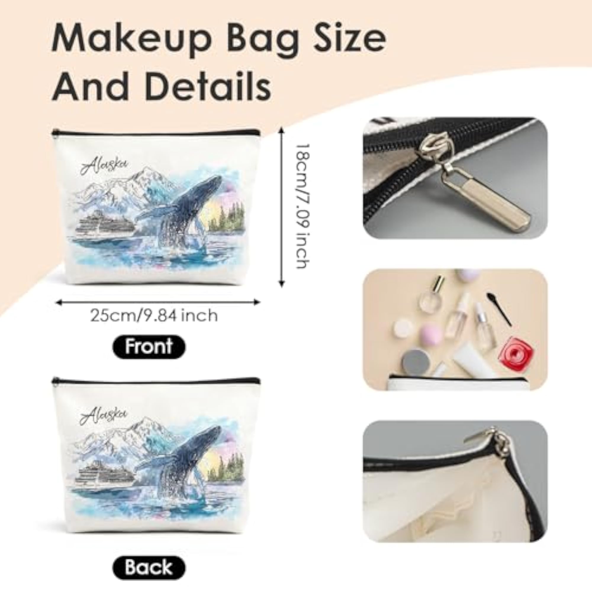 Travel Souvenirs Makeup Bag, Small Cosmetic Pouch for Women
