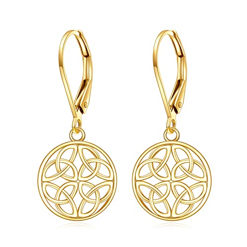 Boucles d'oreilles en or massif 14 carats anti irritation dormeuses pendantes femme