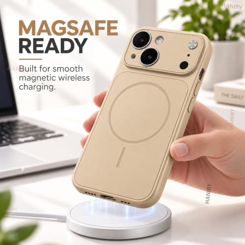 Image of Compatible for iPhone 13 Cover Case Scratch Resistant Premium Glass Finish Slim Fit Protective Back Cover Shockproof Camera Guard Magsafe iPhone 13 Cover (Gold)