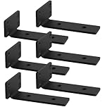 Floating Shelf Bracket, 6 Pcs of 6 inch Heavy Duty Industrial Shelf Brackets, Black Metal L Brackets for Shelves Support DIY(1/5 Inch Thicked)