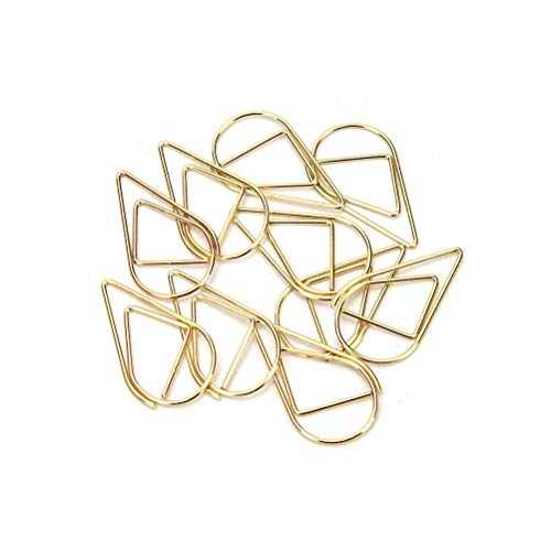 Housesweet 50 Stück kleine Büroklammern in der Form von Wassertropfen, Retro-Design, für Schule und Büro, für Schreibwaren 1.5x2.5cm gold Cover