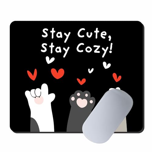 Image of Cute Cat Paw Mouse Pad - inchStay Cute, Stay Cozy inch Aesthetic Design | Smooth Surface & Non-Slip Rubber Base | Perfect for Office, Home & Study Desk | 9 x 7.5 Inches