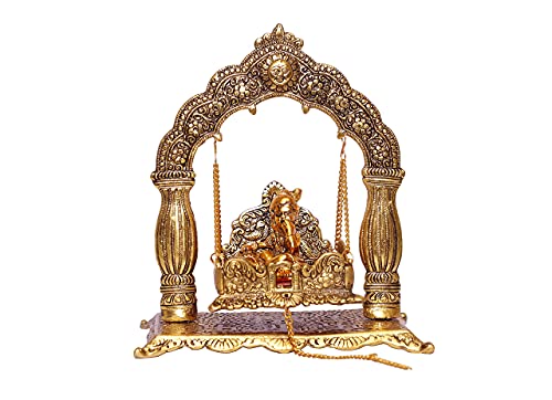Image of KridayKraft Metal Laddu Gopal Palna,Krishna Jhula Metal Statue for Temple Pooja,Laddu Gopal Jhula,Decor Your Home &Religious Idol Gift Article,Showpiece Figurines,God Idol...