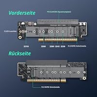 SinLoon PCIe 5.0 X16 Erweiterungskarte, PCIe Bifurcation Riser Card, Teilt X16 Slot in X8+X4+X4, Unterstützt NVMe M.2 SSD & Low-Profile GPU, Kompatibel mit 22110/2280 Laufwerken, mit LED-Anzeige – Ansicht 2