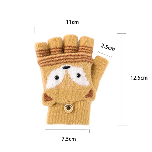 Image of Holiberty Cute Baby Kids Winter Fingerless Gloves Toddler Boys Girls Cartoon Christmas Elk Knit Mittens Warm Snow Gloves 2-8Y