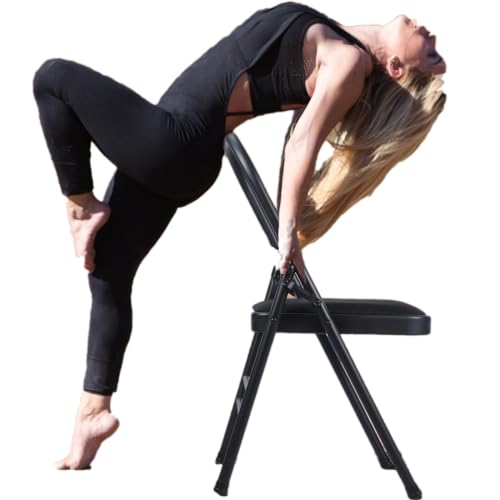 CIGOCIVI Yoga Auxiliary Chair Backless Relieve Neck and Back Pain Chair Foldable Balance Handstand Training Tool Alloy Steel (Black)