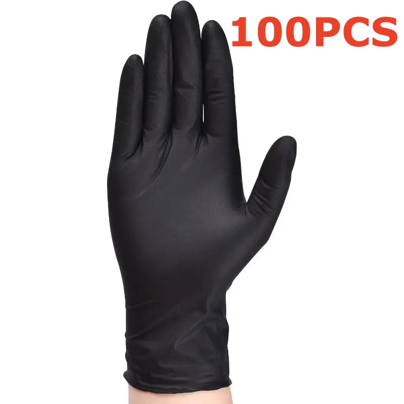 Guanti Monouso In Nitrile Neri Da 20/50/100 Pezzi, Resistenti, 4 Mil, For La Pulizia Industriale, Senza Lattice, For Giardinaggio, Meccanici, Di Sicurezza, Protettivi(Black 100PCS,L)