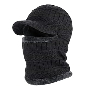 Gorro de invierno para hombre de algodón – Gorro de lana para mujer de invierno – Gorro cálido de punto deportivo cálido 2 en 1 gorro de punto unisex