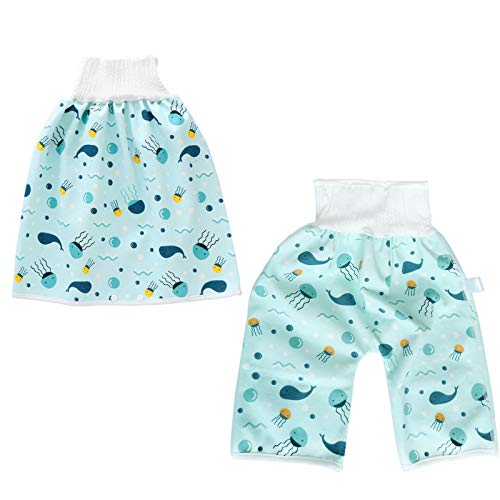 2 Packs Waterproof Cotton Baby Diaper Skirt, Reusable Cloth Diapers Skirt for Daily Use Boys and Girls Baby