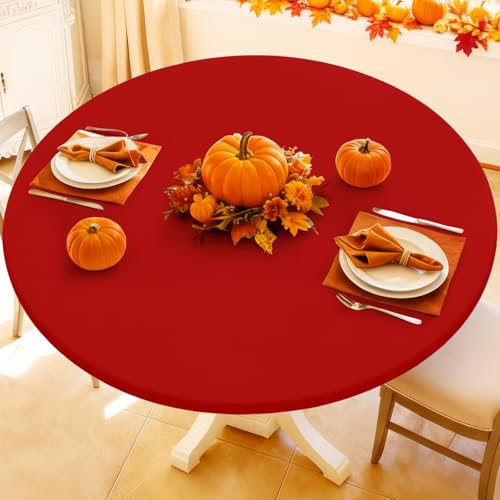 Moosfor Round Spandex Tablecloth, Elastic Fitted Waterproof Tablecloths for 36