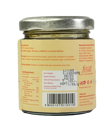 Image of Flyberry Gourmet Medjoul Date Syrup | Low GI | Sugarfree | 100% Natural | Alternative to Sugar, Honey, Jaggery | 100 g