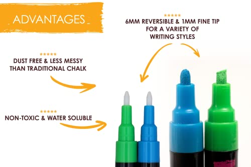 Image of Bandle B. Chalk Markers - 8 Vintage, Erasable, Non-Toxic, Water-Based, Reversible Tips. For Glass or Chalkboard Markers for Businesses, Restaurants, Liquid Drawing Chalk (Vintage /Pastel 6mm)