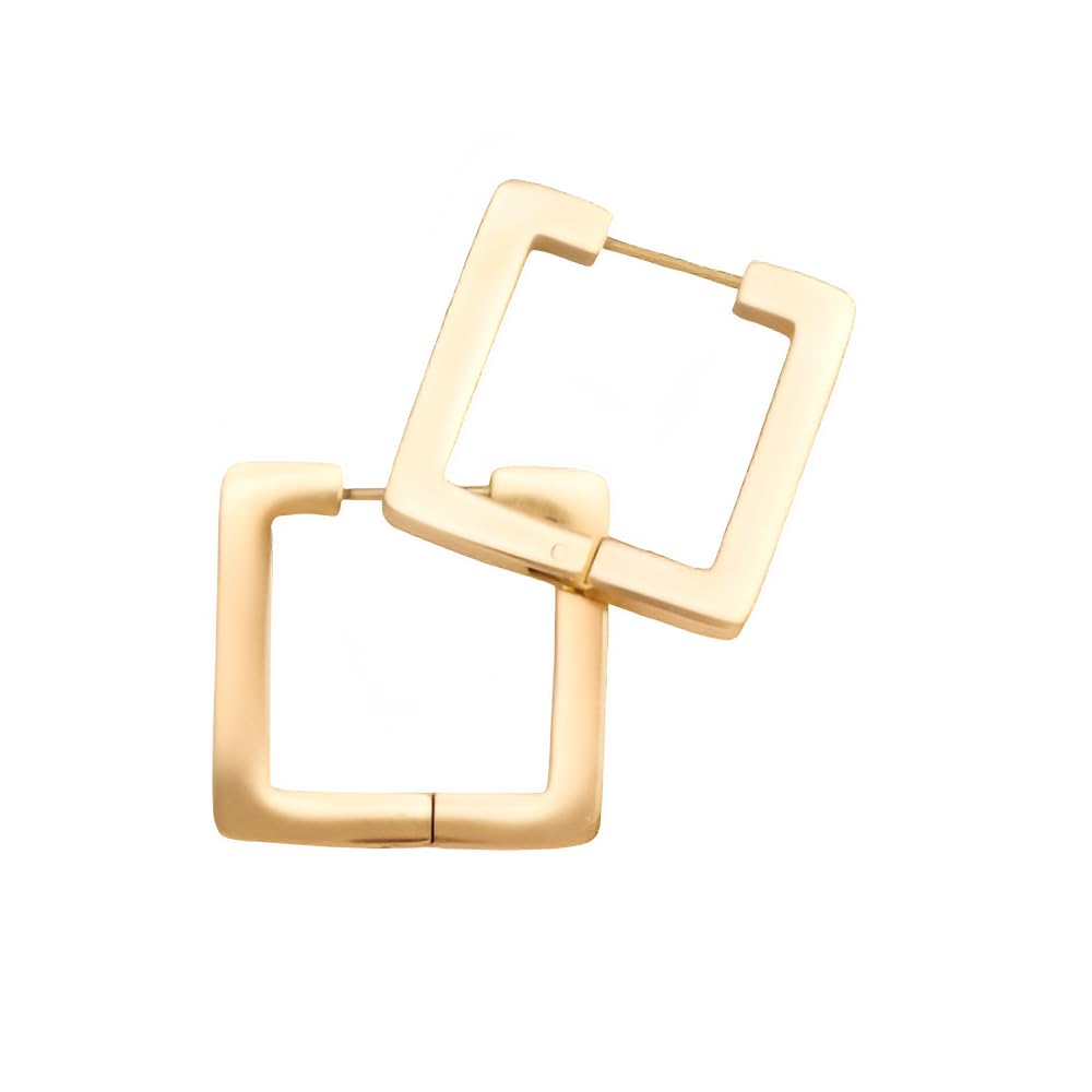 Men's Square Stud Earrings Gold Tone-image-7
