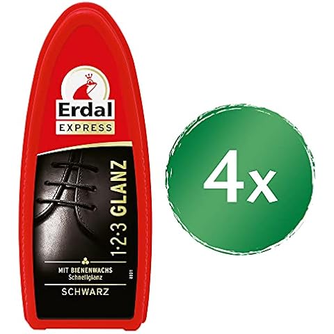 Erdal 1-2-3 Glanz-Schwamm, mit Bienenwachs zur Schuhpolitur für sofortigen Glanz, schwarz, 4er Pack Cover