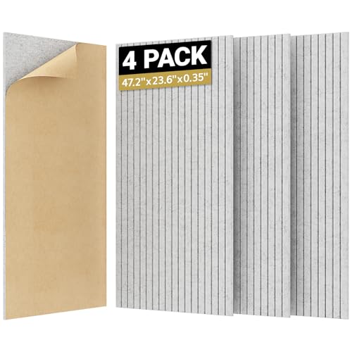 Image of TONOR 4 Pack Large Acoustic Panels,47.2 inch X 23.6 inch X 0.35 inch Acoustical Wall Panel, Self-Adhesive Sound Proof Panels, Decorative Soundproof Wall Panels for Echo Absorption for Home Studio Office, Grey