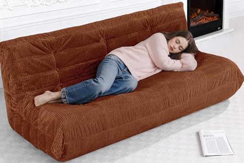 Image of Bean Bag Chair,Giant Beanbag Chairs for Adults,Comfy Large Fireside Chair Lazy Sofa,Corduroy Bean Bag Lounger with Memory Foam Filled,Floor Sofa Couch for Home,Living Room (Brown, 3-Seater)