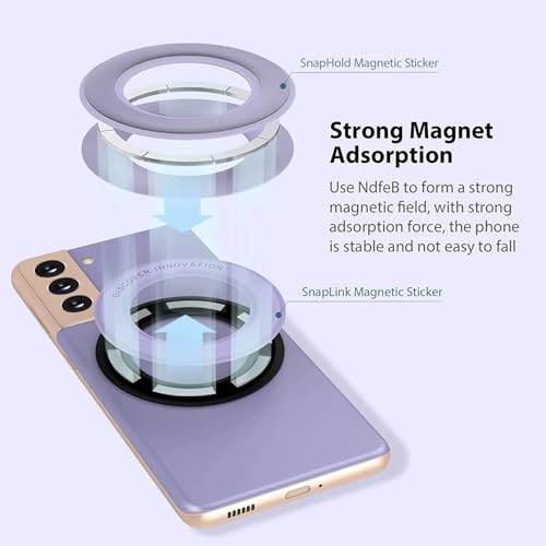 Image of Nillkin Combo of SnapLink (On Phone) + Snapshold (Wall Mount) Magnetic Sticker Converts Any Phone to Magsafe Enabled Strong Adhesion Purple Color