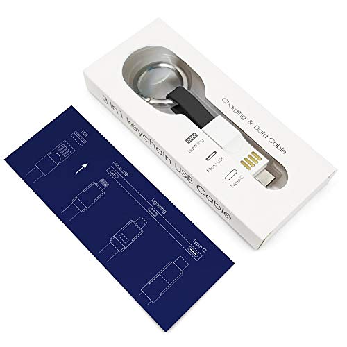 Keychain Charger Magnetic Portable Charging Cable 3 In 1 Multi Short Small Fast Charging Cord Compatible All Smartphones Smart Device (Blue) #TOP6