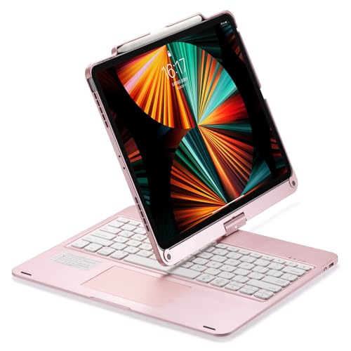 SCIMIN Keyboard Case for iPad Pro 12.9?inch (3rd Gen/4th Gen/5th Gen/6th Gen), 360 Degree Rotation Touchpad Backlit Keyboard