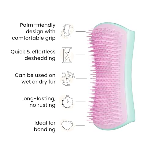 Tangle Teezer | Pet Teezer | Enthaarungs- und Hundepflegebürste | Trockenbürste oder Hundebadebürste | Minze & Rosa