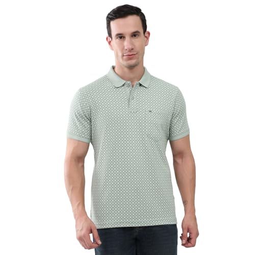 Image of Monte Carlo Men's Regular Fit T-Shirt | Printed Design | Collar Neck Button Closure | Half Sleeves Casual Fashion Wear Tshirt for Men's (Pack of 1)