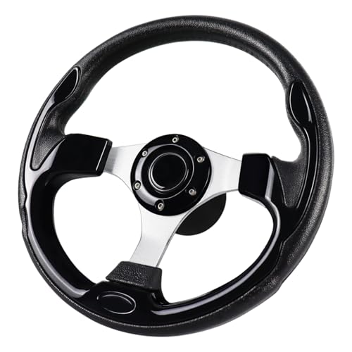 QYMOPAY 12.5inch 3/4 Inch Axle Marine Steering Wheel Adapter Anti-Slip Carbon Fiber Steering Wheel for Boats Yachts Pontoon Boats Black