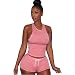 OVERMAL Women 2 Piece Set Sleeveless Split Casual Short Pants Casual Outfit Sportswear (M, Pink)