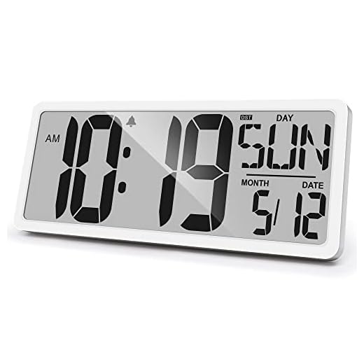 Large Digital Wall Clock 15 Inch Digital Alarm Clock for Bedroom Wall Clocks Battery Operated Digital Clock Large Display with Temperature Desk Clocks for Office Digital Clock for Living Room Decor
