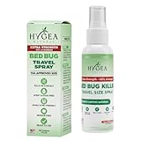 Hygea Natural Extra Strength Bed Bug Killer & Mite Travel Spray,TSA Approved Size, Child & Pet-Friendly, Stain & Odor Free, for Hotel, Suitcase, Backpack, Shoes, 66% Stronger Natural Formula(3oz)