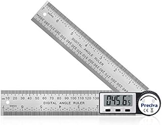 Preciva Angle Ruler, Digital Protractor, 400mm Length and Stainless Steel Angle Measure with Hold/Rev, Zero and Large LCD Display, Mm/Inch System, for Woodworking, Construction (Silver)