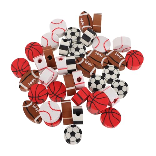 MINAOLULUS 40個スポーツボール型消しゴム 向けパーティー景品 フットボール バスケットボール 野球 サッカー柄 文房具 教師向け景品 学校報酬