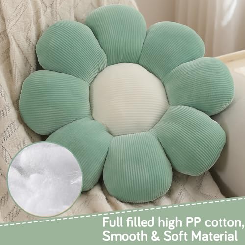 Image of HOKIPO Floral Decorative Throw Pillow for Bed Couch Sofa Plush Aesthetic Cushion for Home Decor Props - 42 cm, Fern Green (AR-6234-GRN)