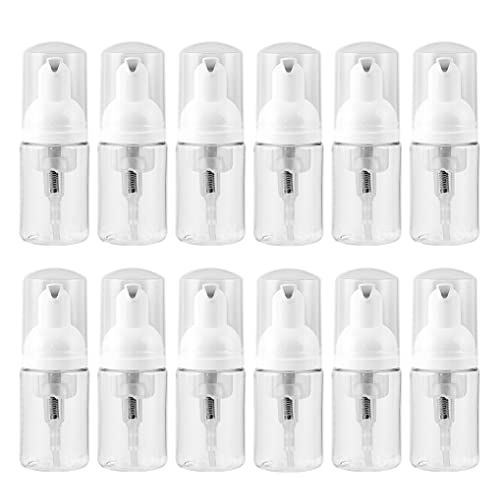 12 botellas de espuma vacías recargables de 30 ml, dispensador de plástico para jabón líquido, limpiador de pestañas, champú, limpieza espumosa, embalaje de cosméticos de viaje (24 unidades de 30 ml)