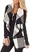Yanekop Womens Lapel Sleeveless Open Front Hem Plaid Vest Cardigan Jacket with Pockets(Black 1,S)