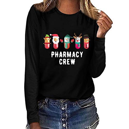 GoodLock(TM) Christmas Tee for Women Xmas Holiday Casual Long Sleeve O-Neck Sweatshirt Pullover Blouse Plus Size T Shirt