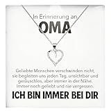 22Feels In Erinnerung an Oma Kondolenzgeschenk Andenken Trauer RIP Grossmutter Frauen Herz Halskette Damen Schmuck 925/000 Silber Collier - Allerheiligen Geburtstag Muttertag (LED Etui)