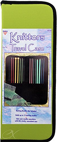 Knitters Travel Case Holds up to 15 Knitting Needles Zippered Case, Colors May Vary