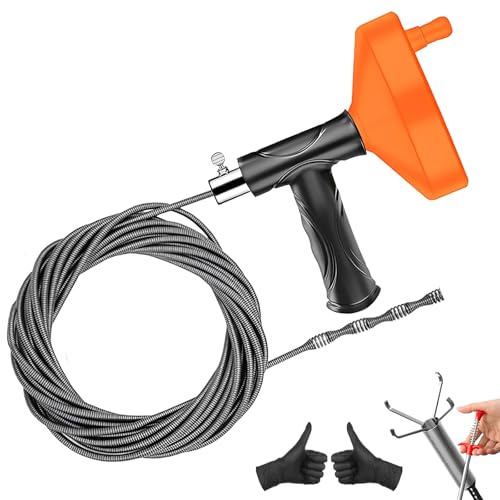 33 Feet Drain Snake Auger, Plumbing Snake Drain Hair Clog