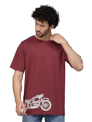 Image of Rigo Back Printed Half Sleeves Round Neck Oversized T-Shirt for Men | Drop Shoulder T-Shirt for Men | Loose Baggy Fit T-Shirt for Men
