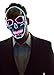 Neon Nightlife Light Up Skull Mask, Scary Skeleton Death Mask, Halloween LED Grim Reaper Costume, Blue & Pink