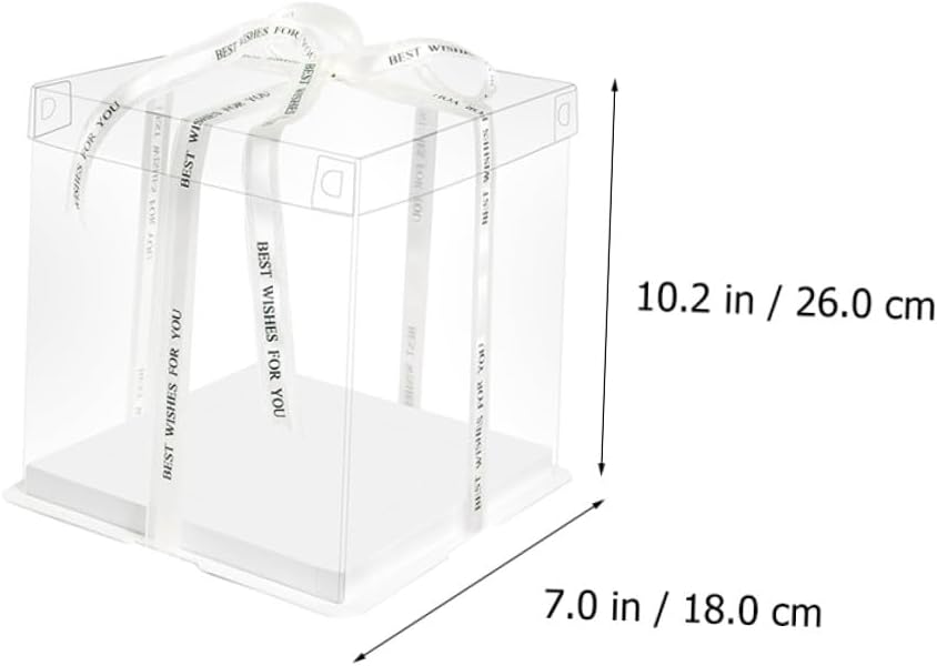 Kichvoe 8-inch Cake Box with Lid 5pcs Square Cake Storage Containers for Birthday Packaging Food-grade Plastic Wrapping and Carrier Boxes