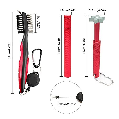 VIPMOON Golf Club Cleaner Tool Set, Retractable Golf Club Brush and 2 Groove Sharpener Tool for U & V-Grooves - Image 2