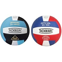 Tachikara High Performance Volleyball Bundle - SV5WSC Sensi-Tec Powder Blue/White/Black and SV18S Scarlet/White/Royal Composite Leathers
