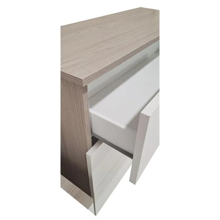 Bissolo Casa Comò Alice 3 Cassetti, Olmo Perla e Bianco Larice, 103 x 39.5 x 74 cm, Laminato