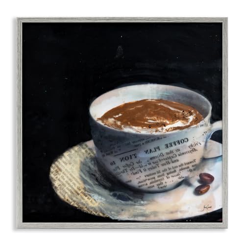 Coffee Cup Morning Beverage Collage, 24 x 24 Inch Framed Giclée Print