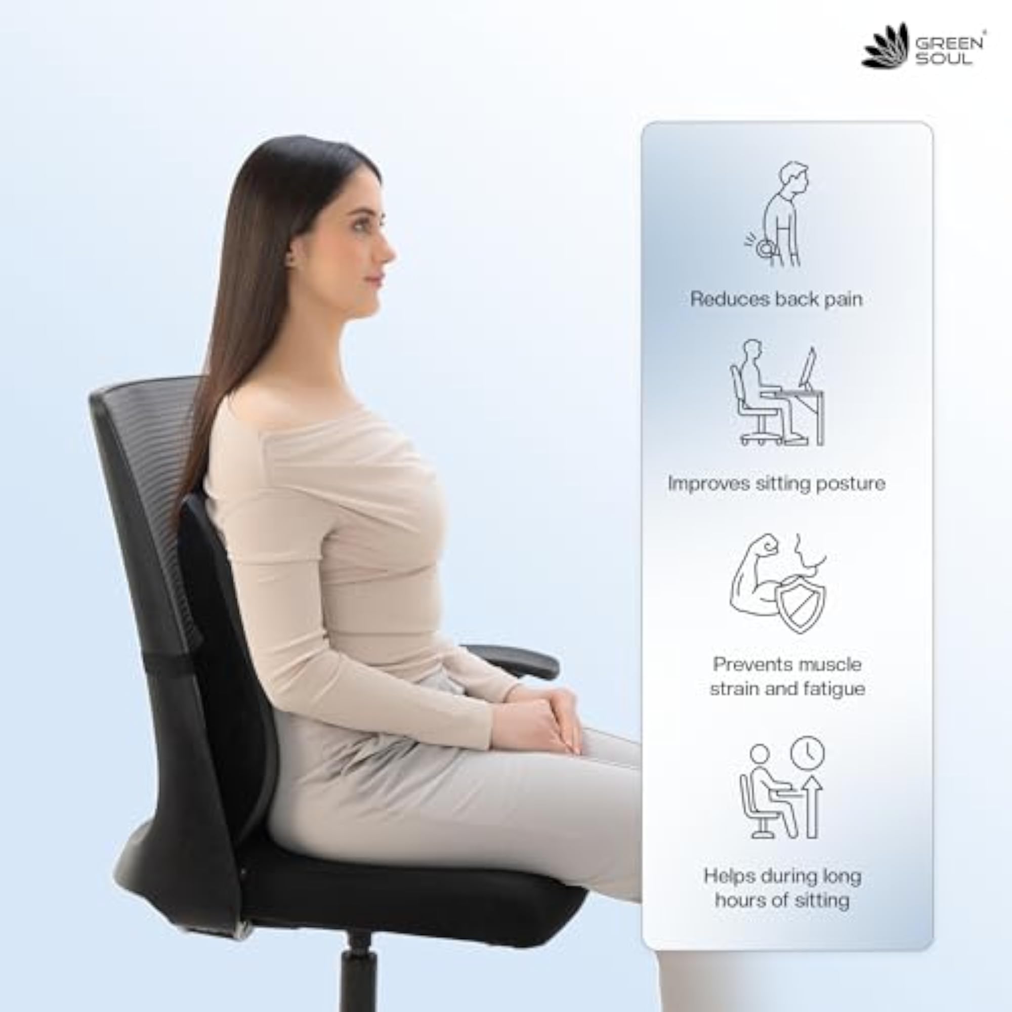 ErgoCore Back Rest Cushion, Memory Foam Lumbar Support Pillow