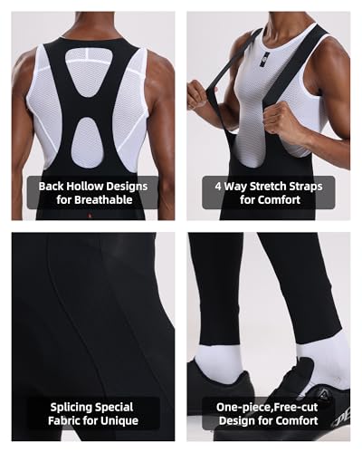 Image of YKYWBIKE Cycling Bibs Men,Elastic Interface Padded Cycling Bib Shorts,Breathable Biking Bib Short Men