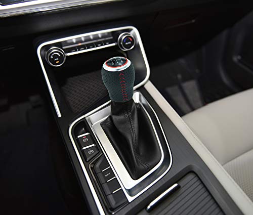 Abfer Gear Shift Knob 5 Speed Car Leather Shifter Lever Stick Knob With Adapters For Most Manual Truck Vehicle, Red #TOP2