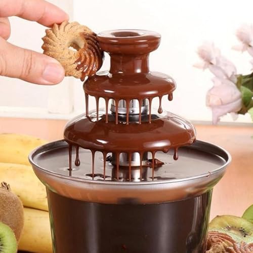 Máquina Fundue Chocolate Elétrica Profissional Portátil Fonte Cascata 110v Festa Aniversário Evento Fonte Chocolate Três Andares Fruta Uva Confeitarias Hotéis